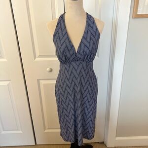 VIERECK Blue and White Chevron Halter Dress